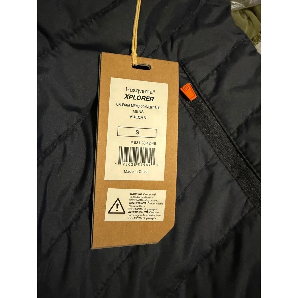 Husqvarna Xplorer Uplegga Mens Convertible Puffer Jacket Vulcan Navy Blue S NEW